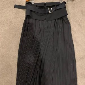 Black midi skirt with detachable corset belt